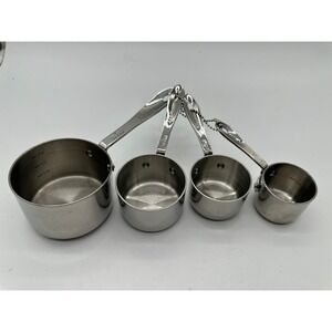 All-Clad Stainless Steel Measuring Cup Set 4 Piece Riveted Handles Silver